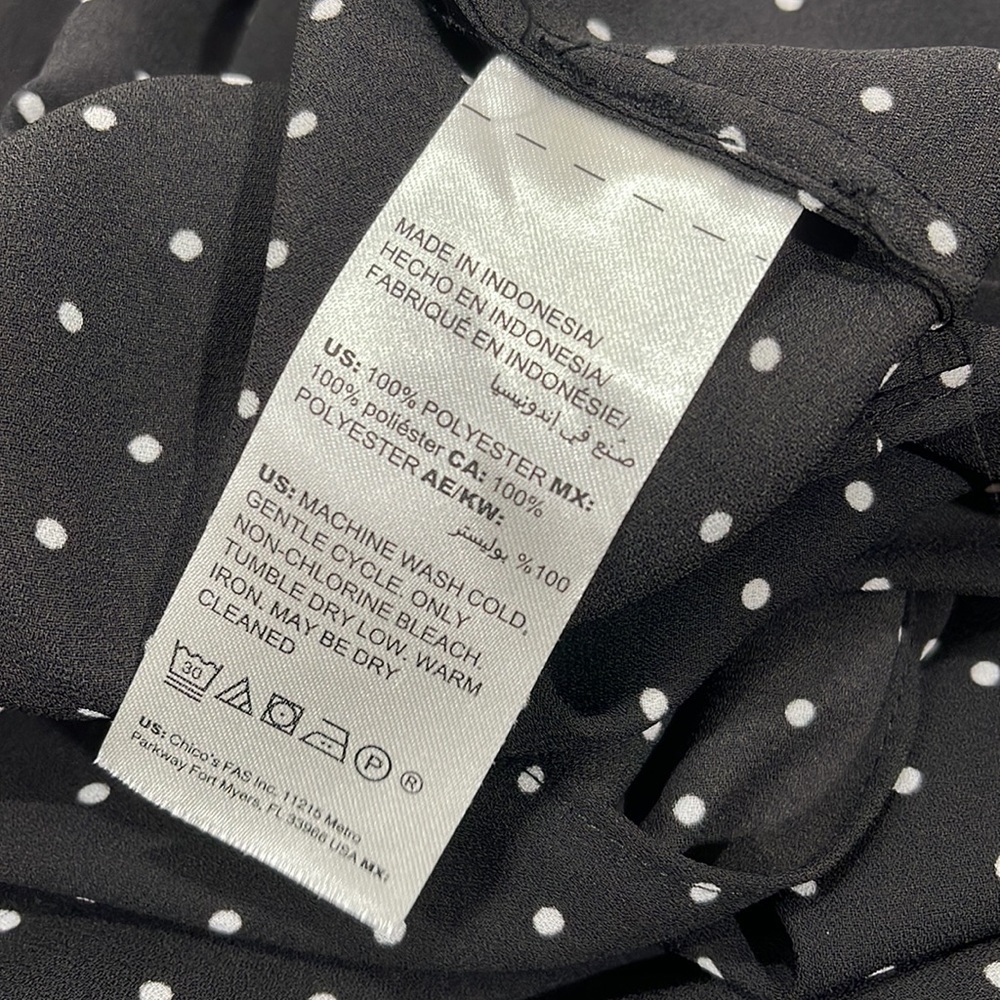 Chico's womens black with dots long sleeve blouse size 3 GUC - Picture 13 of 13